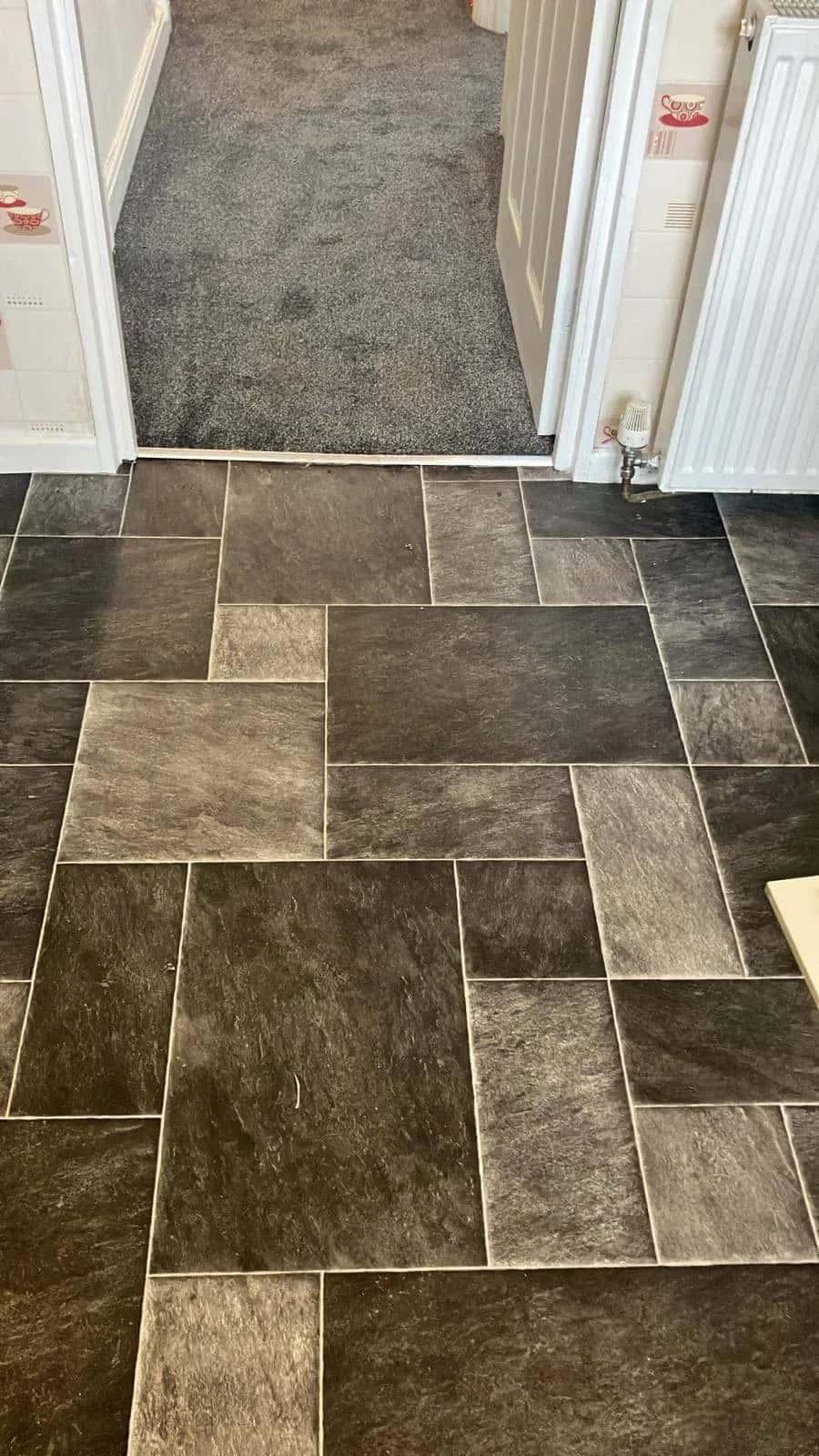 Slate effect tile vinyl fitted in a hallway
