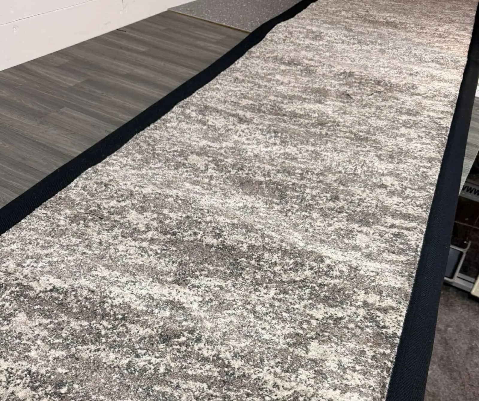 Textured carpet with a dark bound border