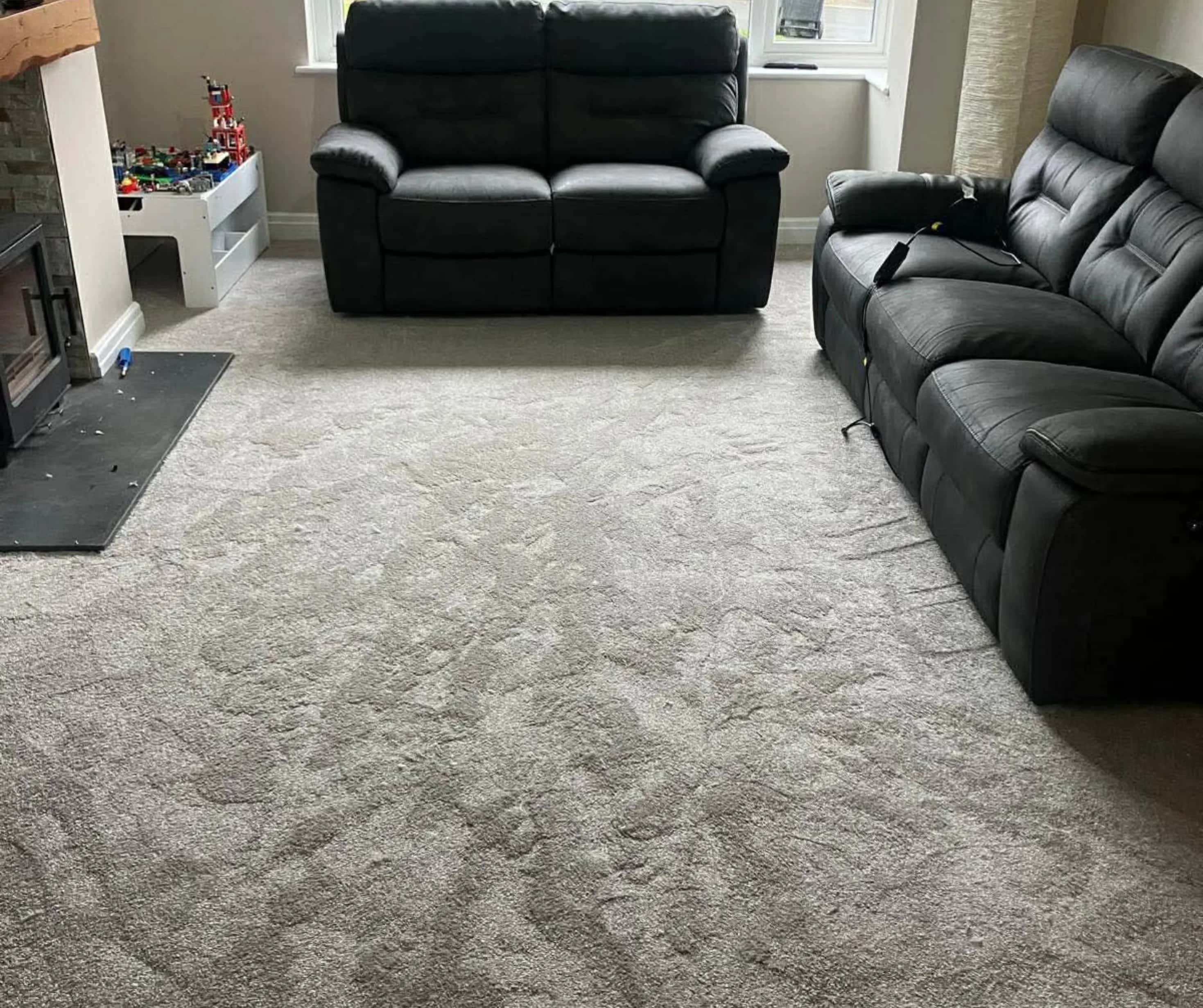 Deep pile carpet in a living room